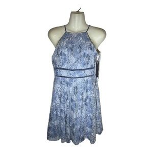 City Triangles Lace Mini Dress Periwinkle Spaghetti Strap Halter Size 7